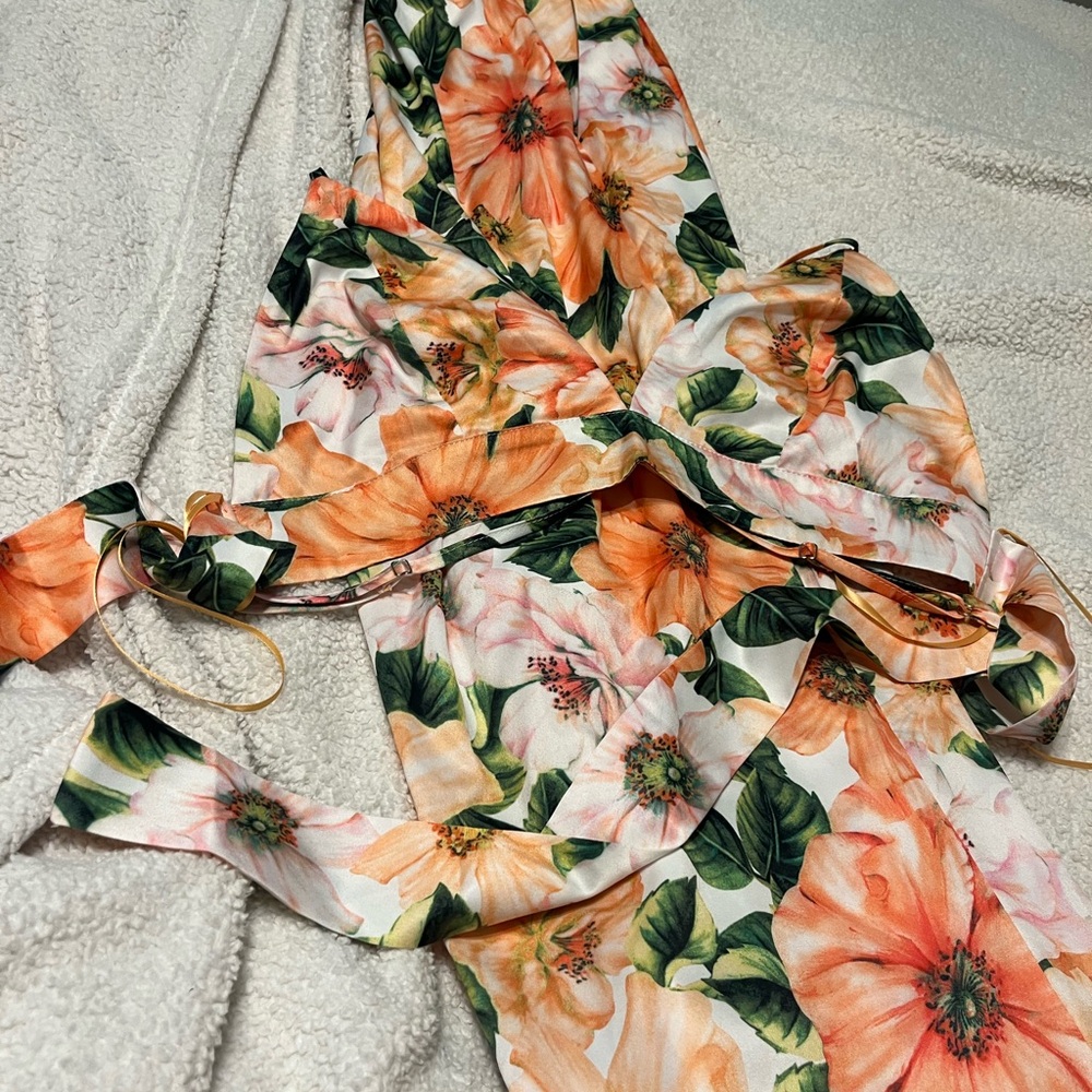 Floral Jumpsuit in Orange and Green